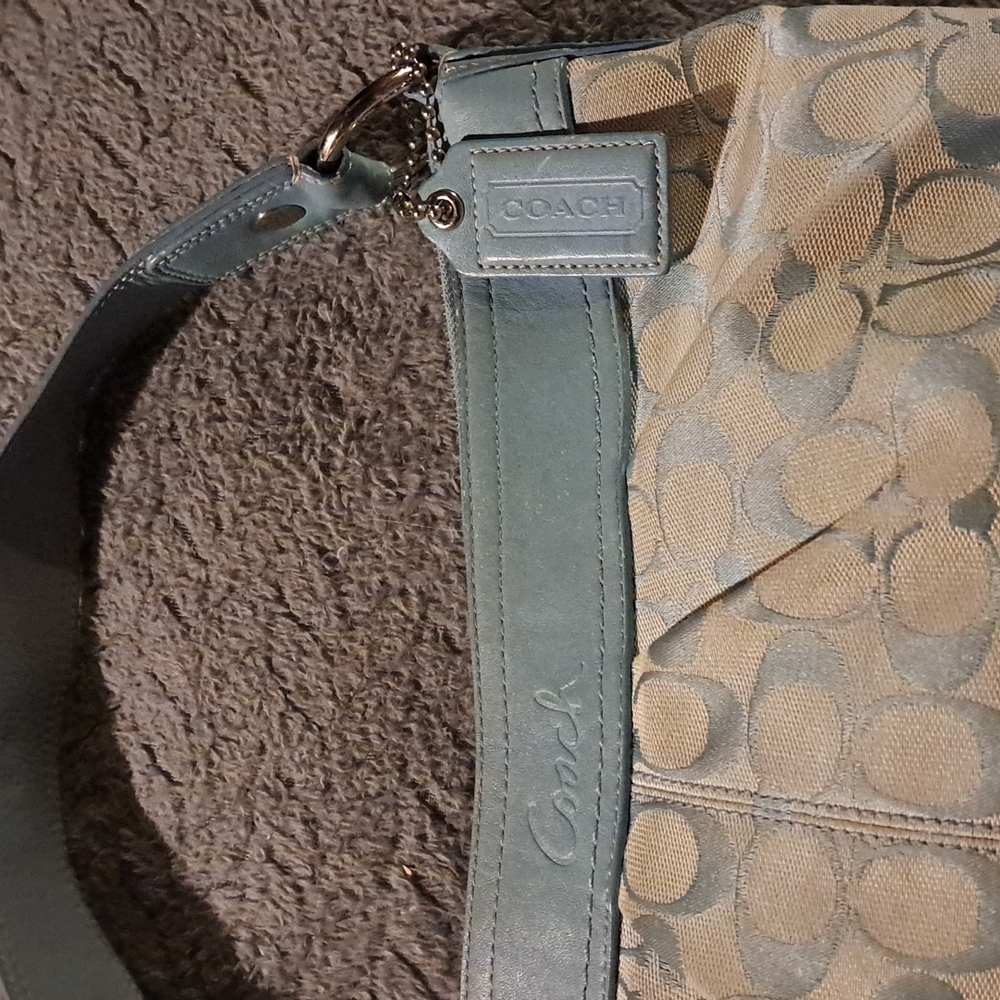 Coach Signature Crossbody Bag. Baby Blue Canvas And L… Gem